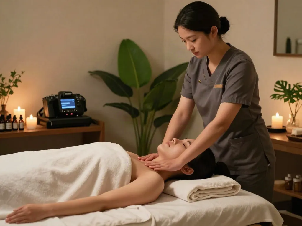 Relaxing 화곡동출장마사지 treatment at a luxurious spa highlighting tranquility and comfort.