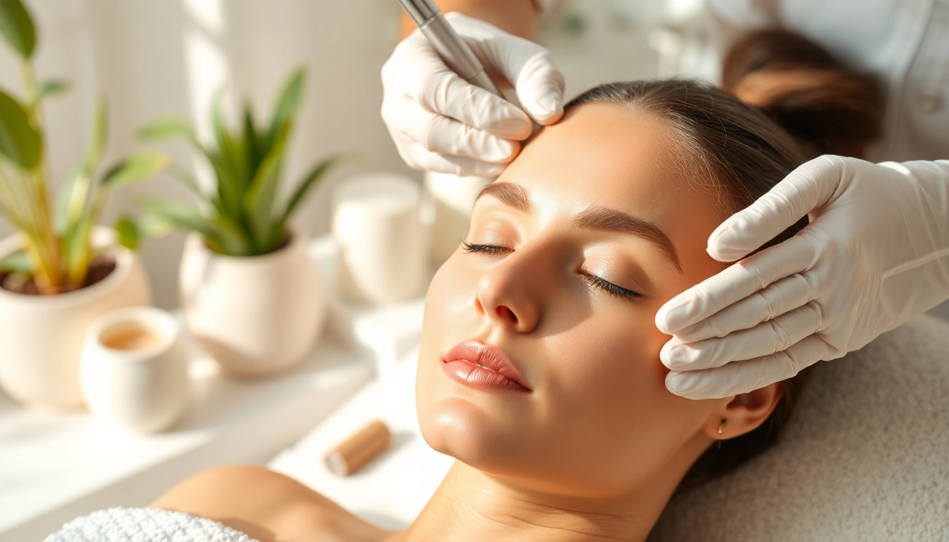 Experience hydrodermabrasion near me with a professional skincare expert in a tranquil spa.