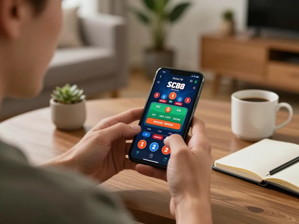 Engaging with SC88 đăng nhập through a mobile app, showcasing strategic poker gameplay
