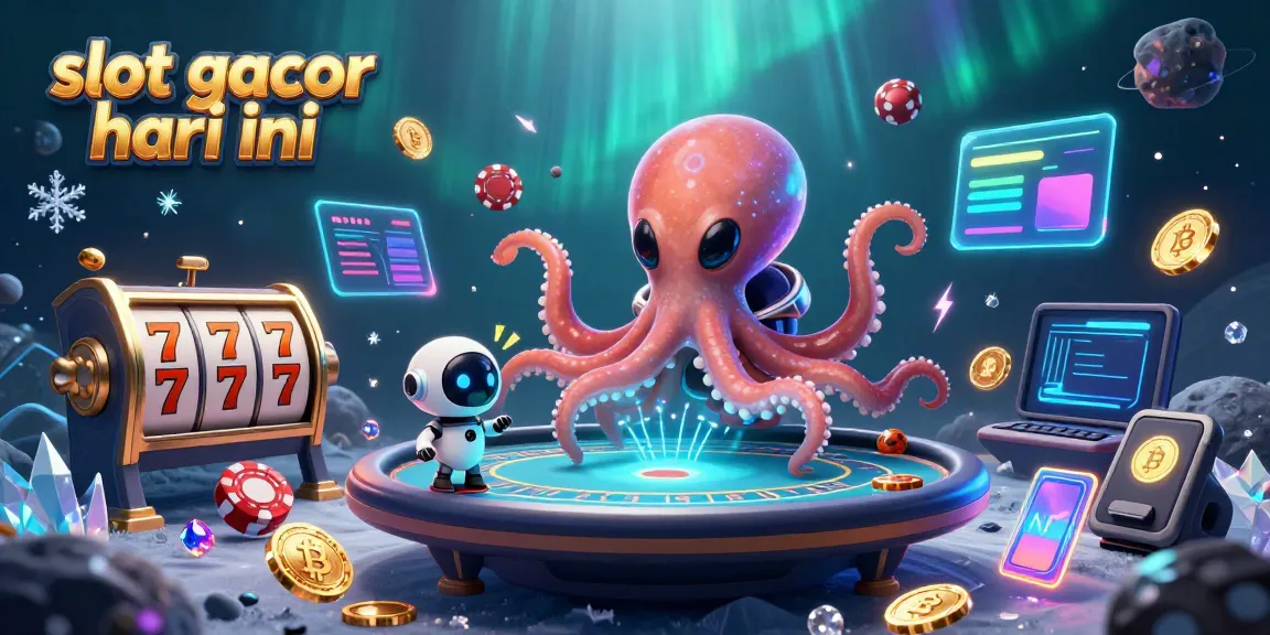 Slot gacor hari ini, alien octopus bermain poker di ruang angkasa dengan elemen slot dan koin crypto.