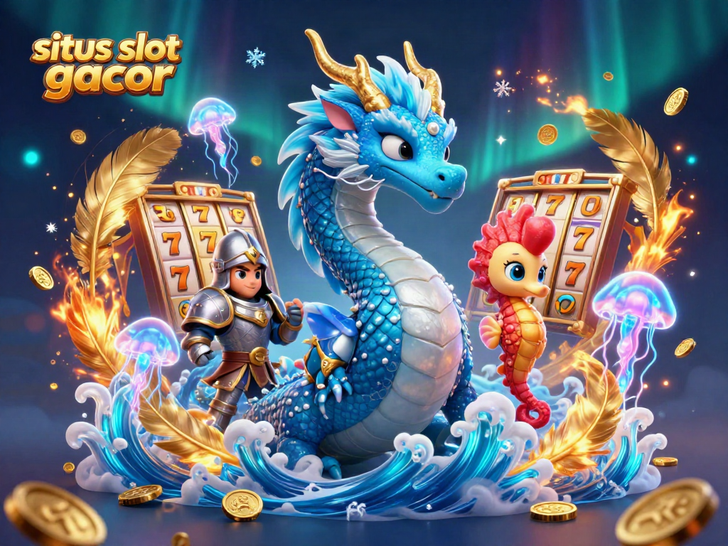 Experience the thrill of situs slot gacor with a vibrant casino scene featuring a stunning water dragon.