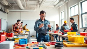 Students participating in hands-on training at an electrician trade school Colorado.