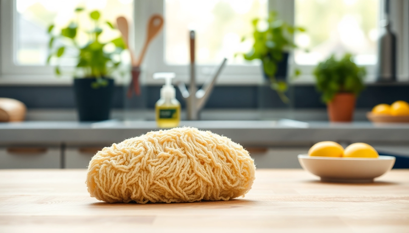 Elevate your clean with a kitchen loofah scrubber highlighting its natural fibers and textures.