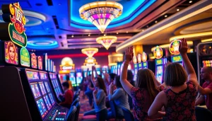 Menangkan slot deposit 1k dengan suasana kasino yang ceria dan penuh warna.