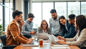 Find 1099 sales reps collaborating in a dynamic office setting with vibrant energy.