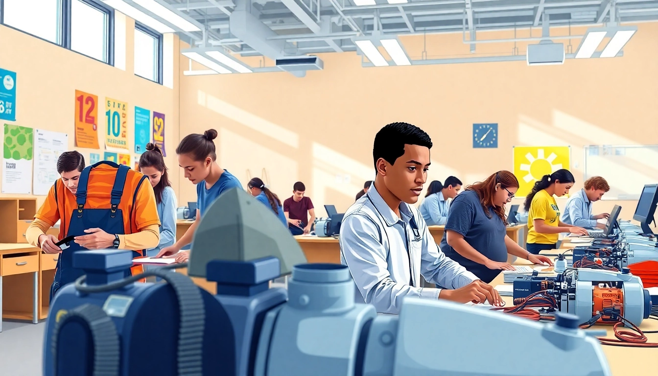 Engaged students at Trade School knoxville Tn participating in hands-on training.