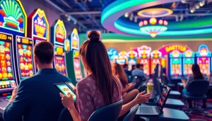 Permainan slot depo 1k online yang mengasyikkan dengan grafis cerah dan suasana kasino virtual.