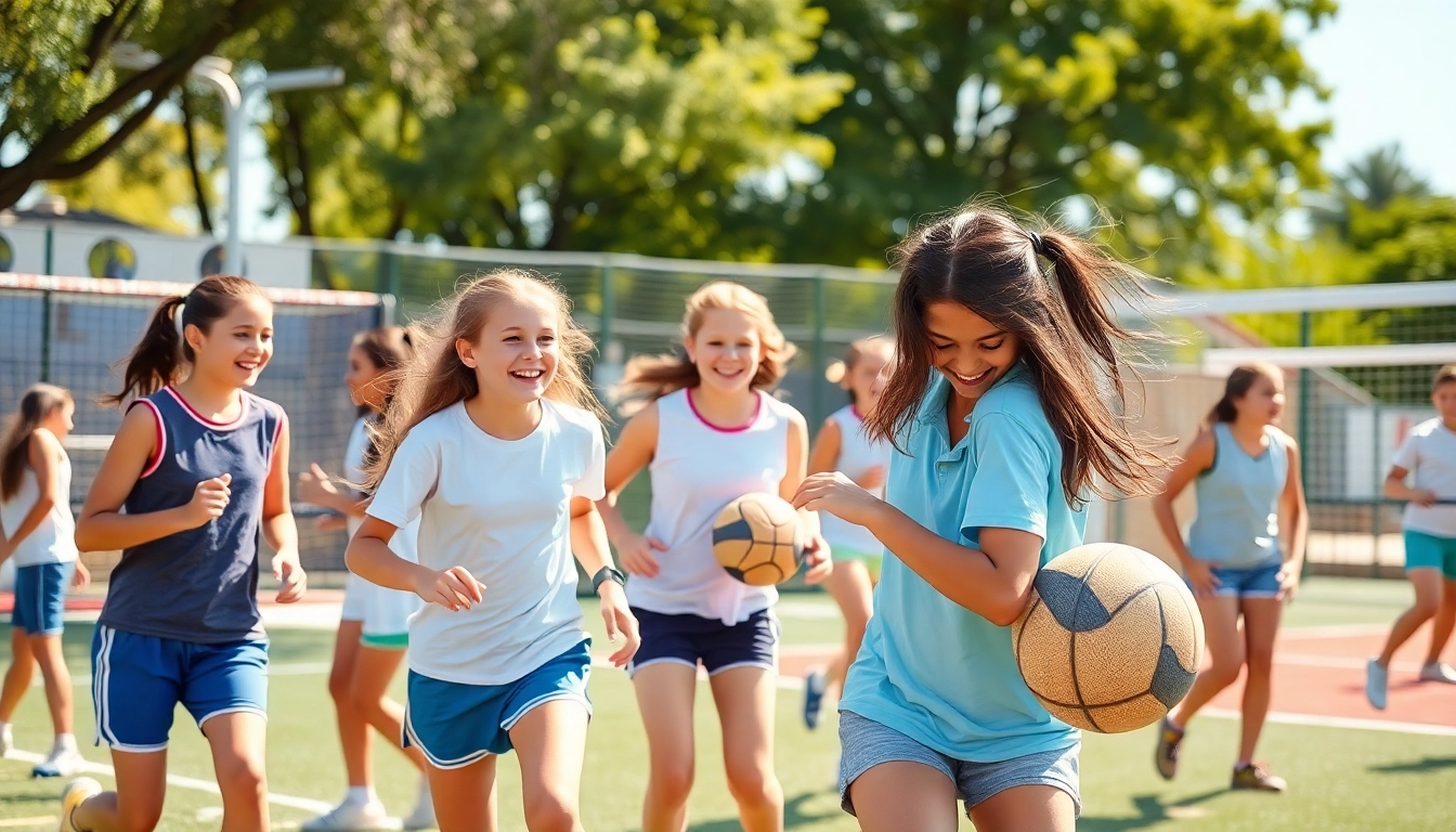 Girls participating in Multi Sports Camps for Girls, enjoying soccer, basketball, and volleyball.