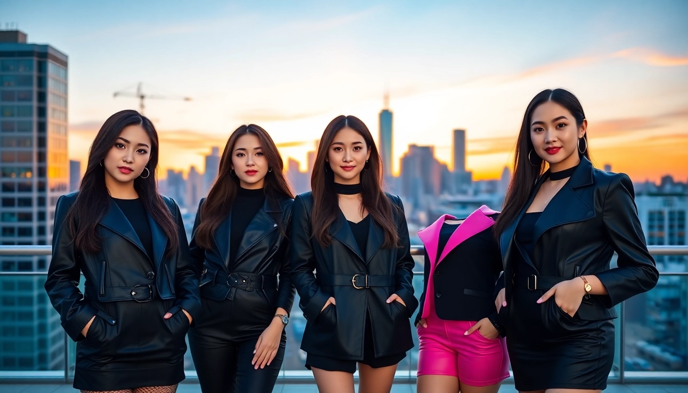Showcasing the Blackpink members, Jisoo, Jennie, Rosé, and Lisa, in a stylish urban portrait.