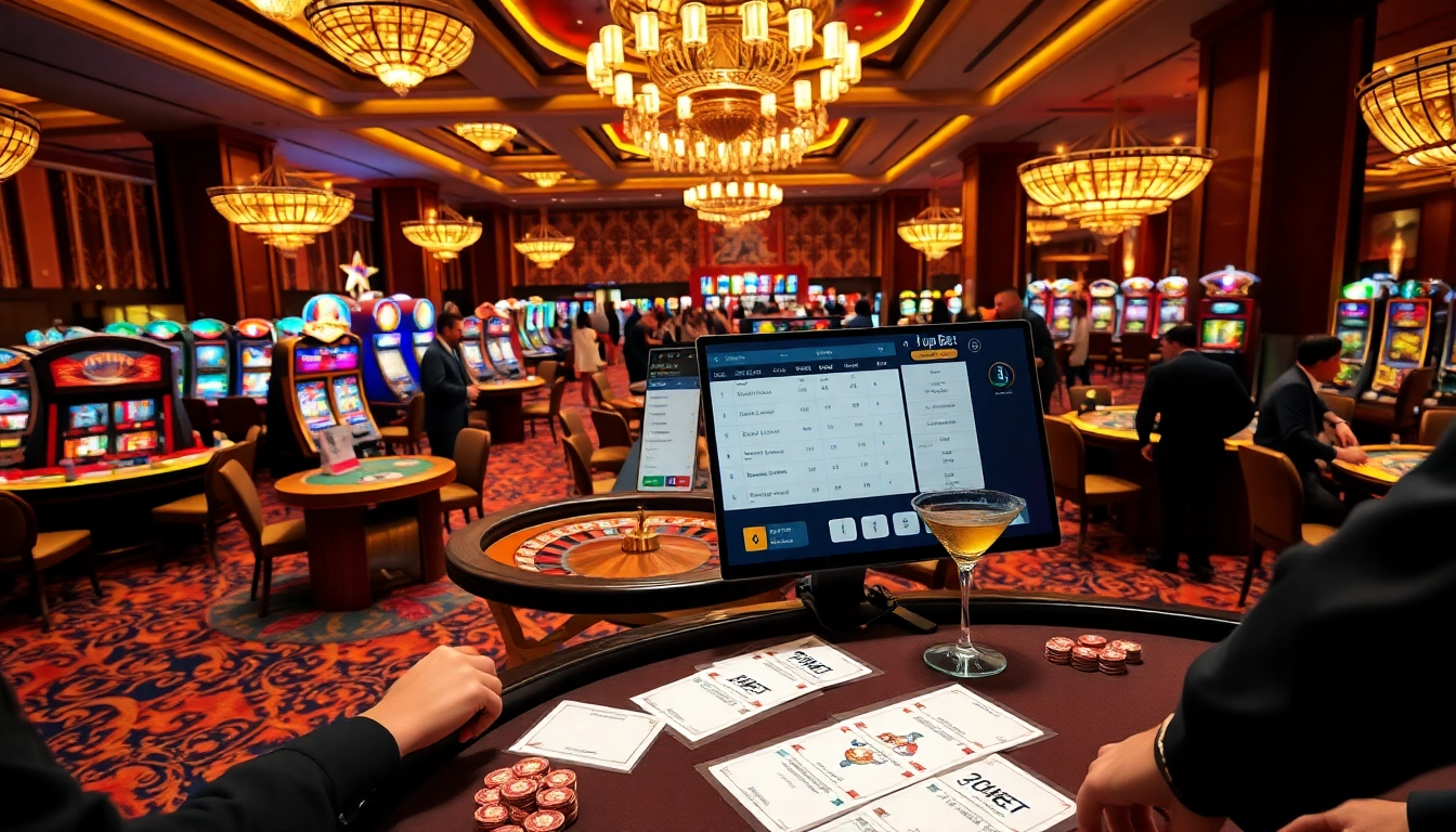 Engaging scene of a player betting on 7upbet at a luxurious casino table with vibrant gaming elements.