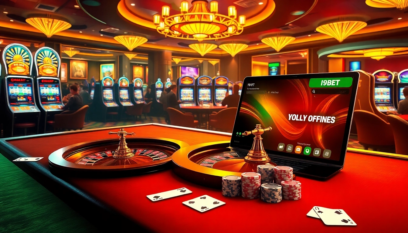 Experience the thrill of online gambling at https://i9bett.cn.com/ with vibrant casino visuals featuring roulette and poker elements.