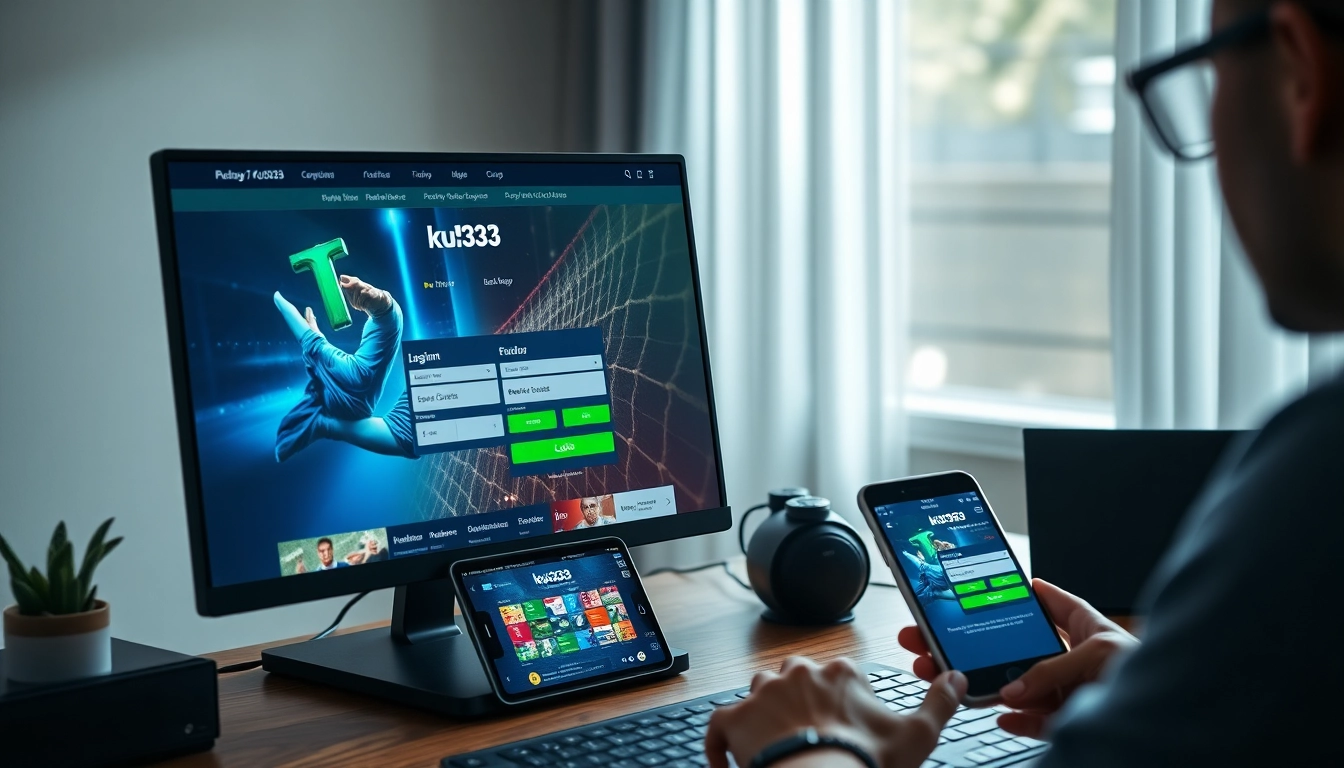 Giao diện ku3933 đăng nhập hiển thị trên màn hình máy tính với ứng dụng di động