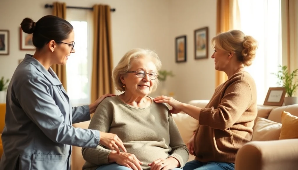Enhancing comfort of seniors through austin senior home care in a warm living room.