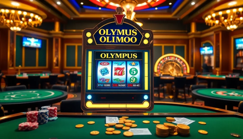 Experience the excitement of Olympus 1000 slot machine in a vibrant casino setting.