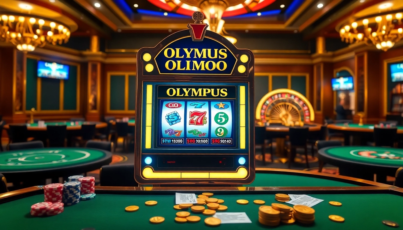 Experience the excitement of Olympus 1000 slot machine in a vibrant casino setting.