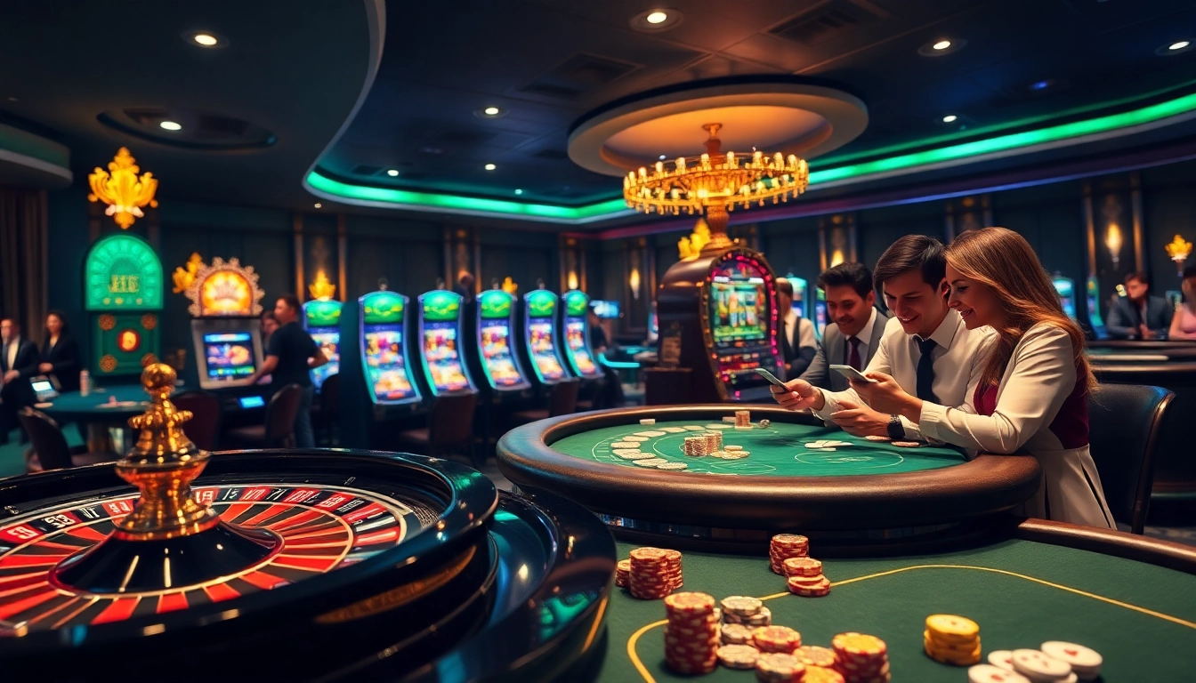 Découvrez l'excitation du casino en ligne Français avec des tables de jeu vibrantes et des joueurs joyeux.