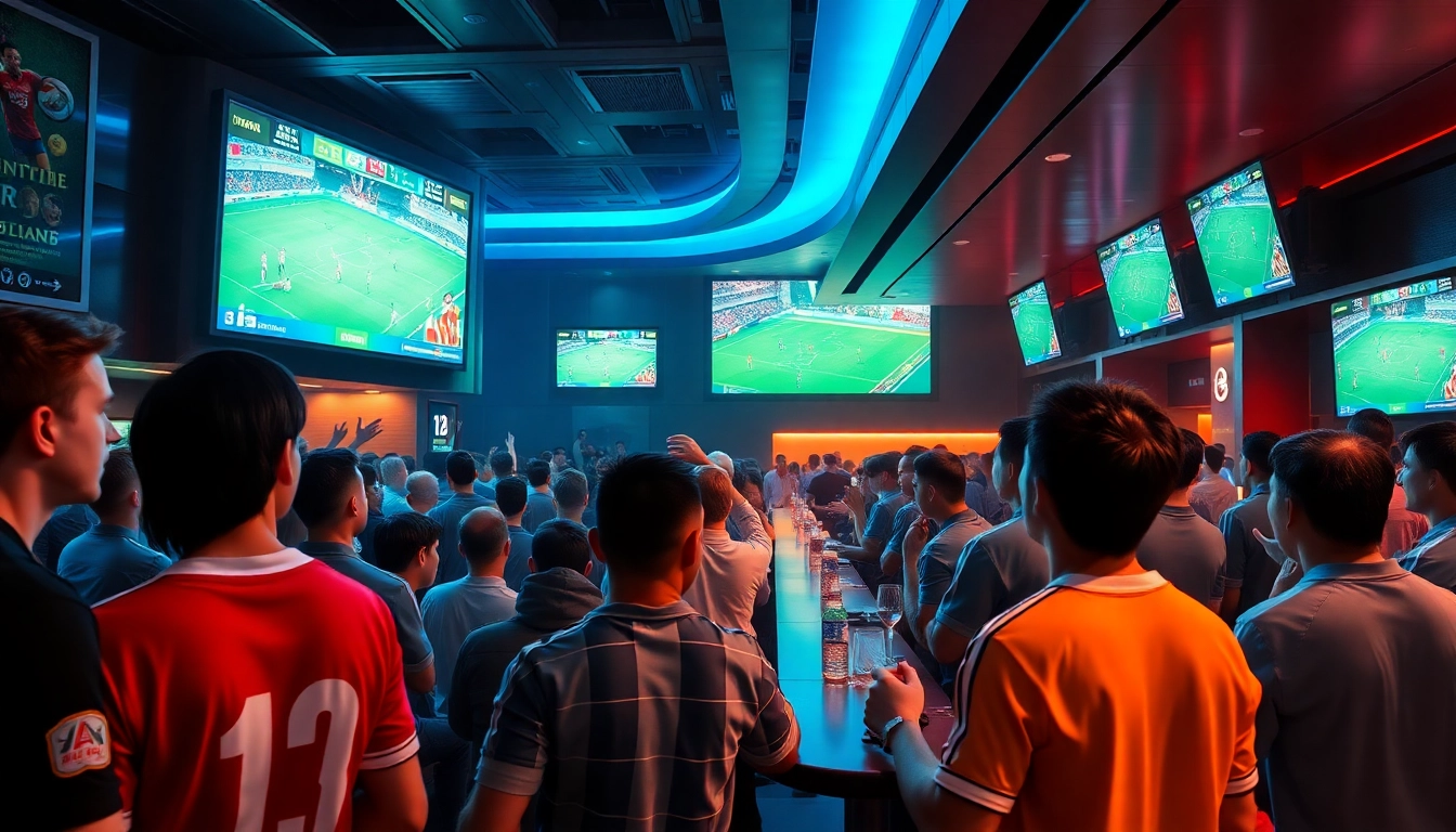 Engaging scene of fans enjoying live sports betting at 토토스토리, showcasing excitement and technology.