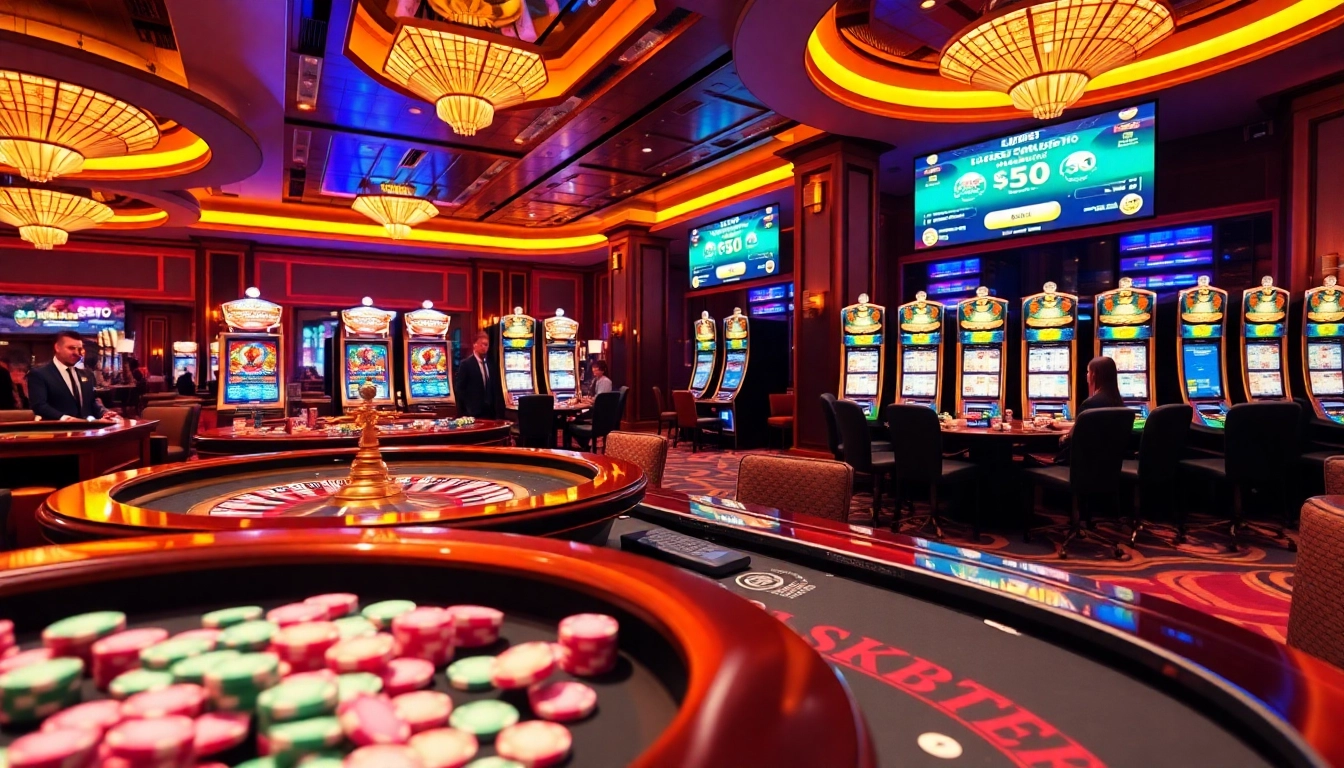 Players enjoying a thrilling SHBET experience at a luxurious casino with vibrant games.