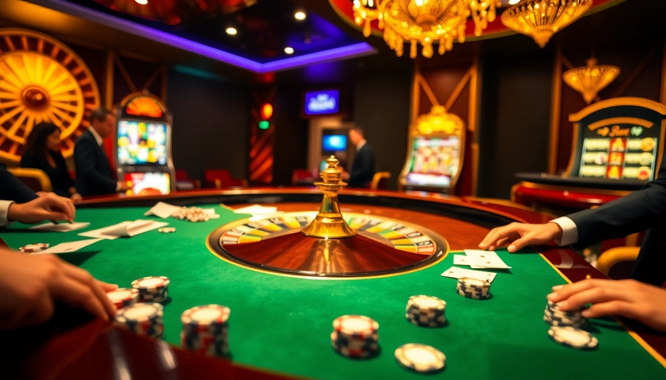 Vivez une action dynamique dans un casino en ligne Français avec cette table de roulette vibrante et des joueurs excités.