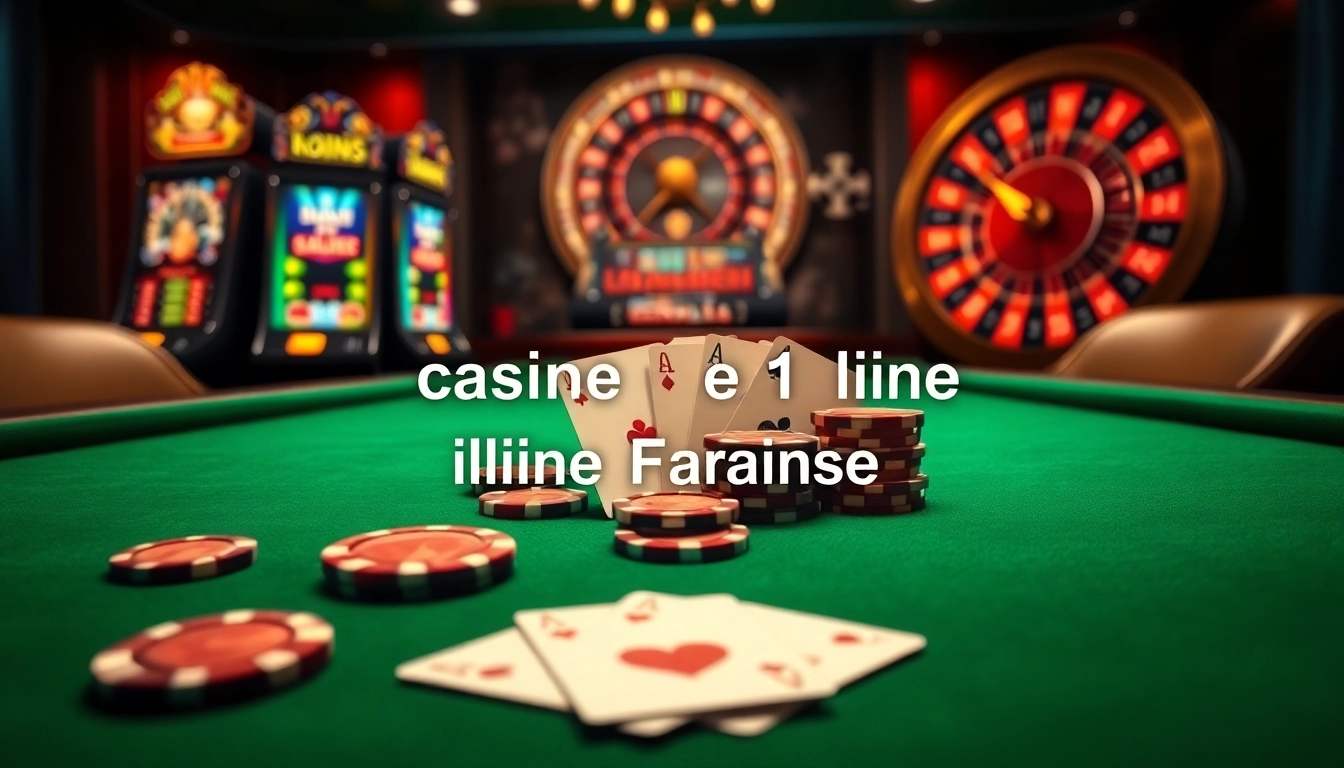 Jouez au poker dans un casino en ligne Français vibrant, avec des tables élégantes et des machines à sous modernes.