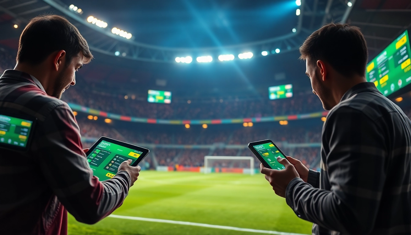 Dynamic sports betting scene featuring kèo nhà cái during an exciting football match.