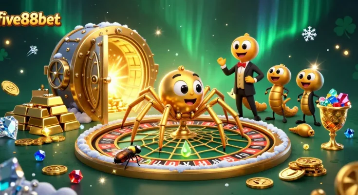 Engage in the thrilling gambling world of five88bet with colorful casino characters and treasures.