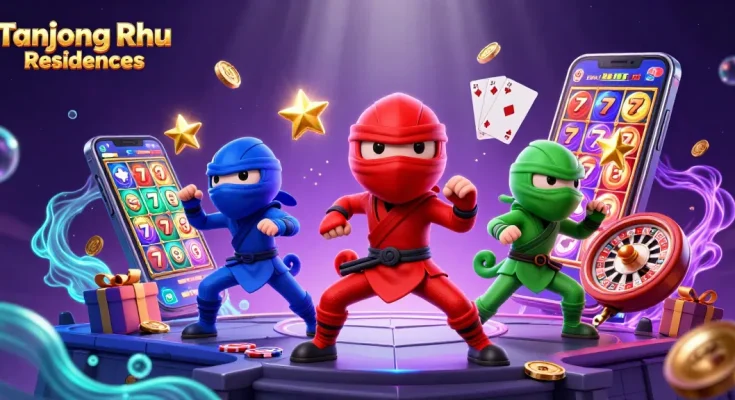 Tanjong Rhu Residences features energized ninja chameleons in a vibrant casino-themed scene.