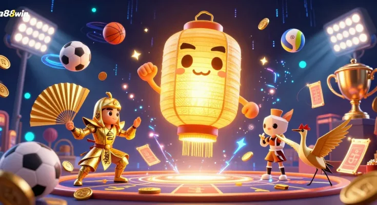 Experience exciting gameplay with ta88win's animated casino scene featuring vibrant sports betting elements.