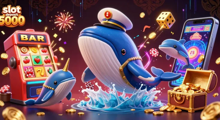 Engage in thrilling gameplay with slot deposit 5000 surrounded by vibrant characters and rich casino elements.