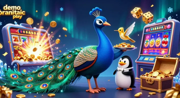 Experience demo pragmatic play with vibrant slot machines and thrilling game elements in a fun casino scene.